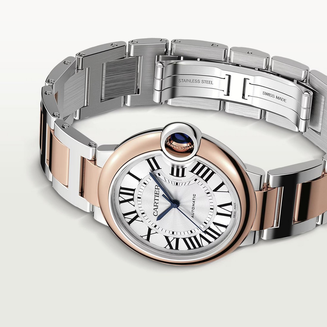 Đồng Hồ Cartier Ballon Bleu De Cartier Watch 36mm Nữ Xám Vàng Hồng